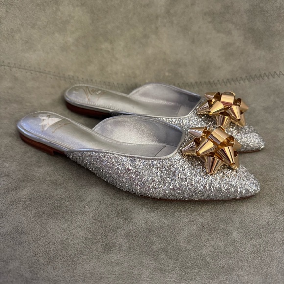 NWT Antonio Melani x The Nat Note Estrella Textured Ornamented Bow Dress Mules - Picture 11 of 14